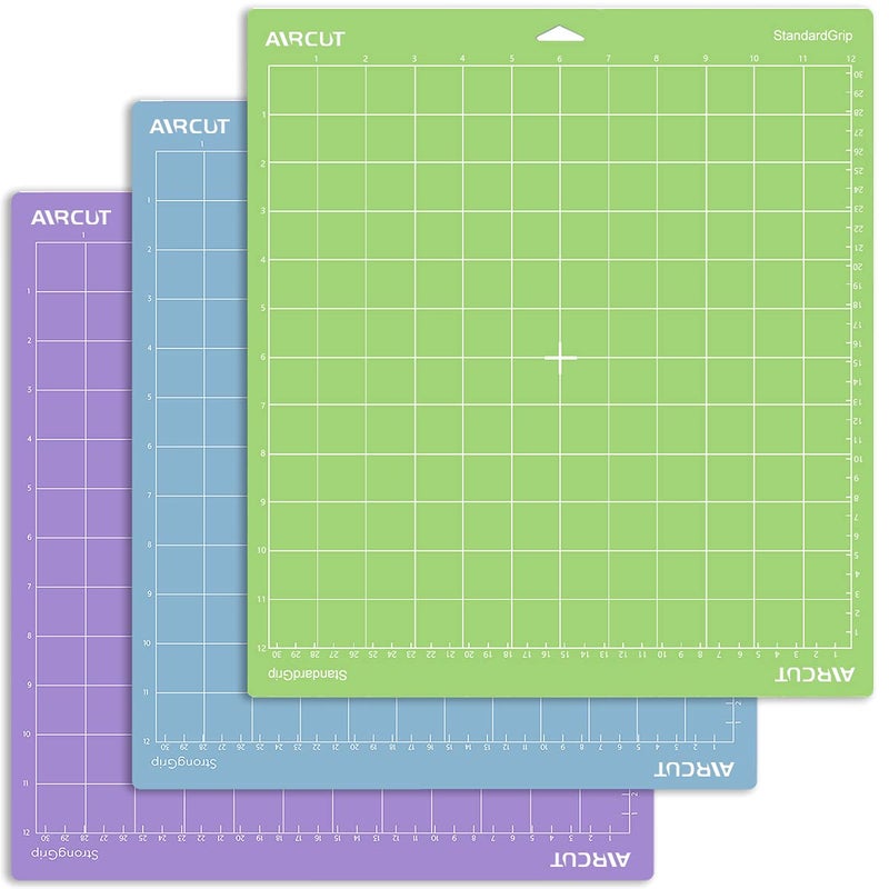 AIRCUT Cutting Mat for Cricut Maker 3/Maker 4/Maker/Explore 3/4/Air 2/Air/One(12x12 Inch, StandardGrip, LightGrip, StrongGrip) Variety Adhesive Sticky Cutting Mats Accessories - Image 1